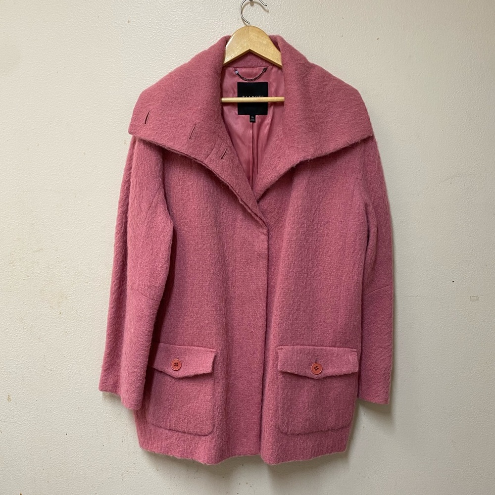 Talbots Mauve Pink Wool Alpaca Mohair Coat XL
